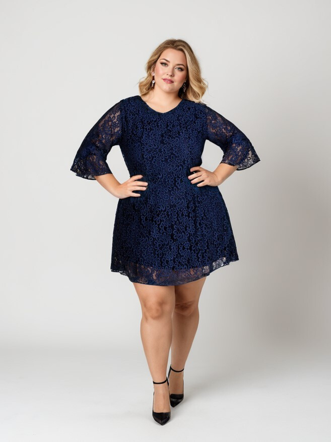 Mayorista Pomme Rouge Paris - Vestido de encaje azul marino (C6232)