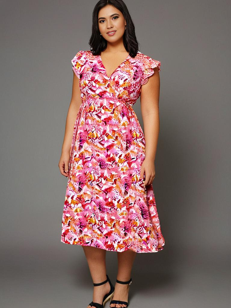 Grossiste Pomme Rouge Paris - Robe sans manche imprimé fleurie rouge (C6560)