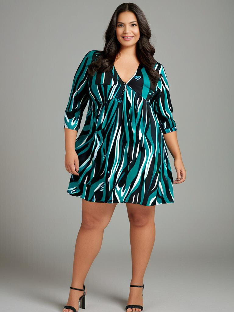 Grossiste Pomme Rouge Paris - Robe grande taille imprimée camel (C6609)