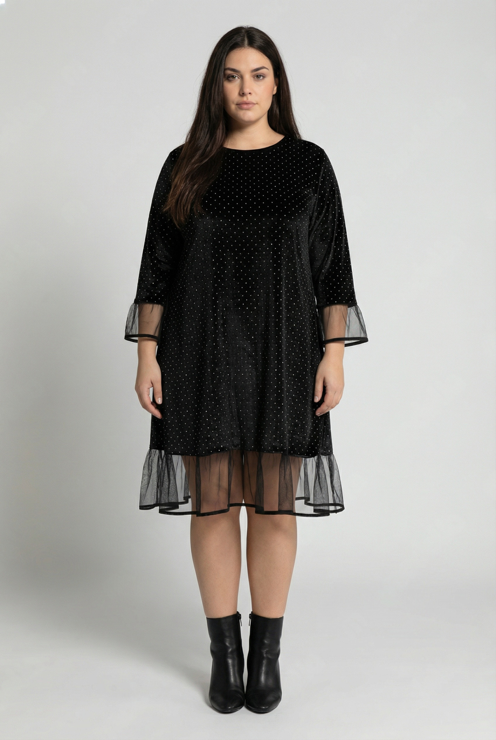 Wholesaler Pomme Rouge Paris - Plus Size Velvet and Sequin Dress (T33635)