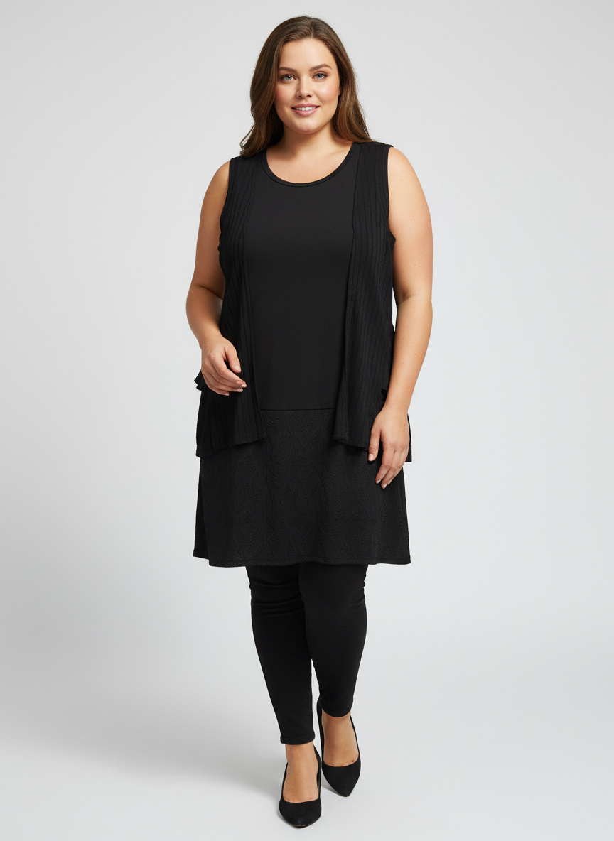 Mayorista Pomme Rouge Paris - Vestido sin mangas efecto 2 en 1 (A819)