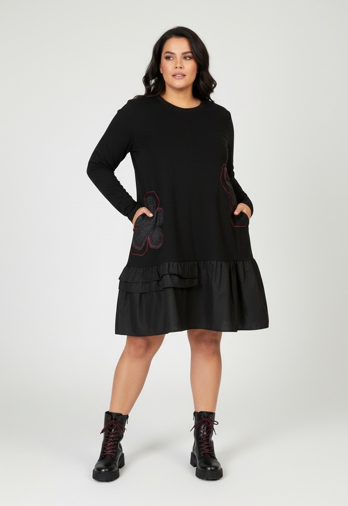Mayorista Pomme Rouge Paris - Vestido sudadera rojo con volantes (C6617)