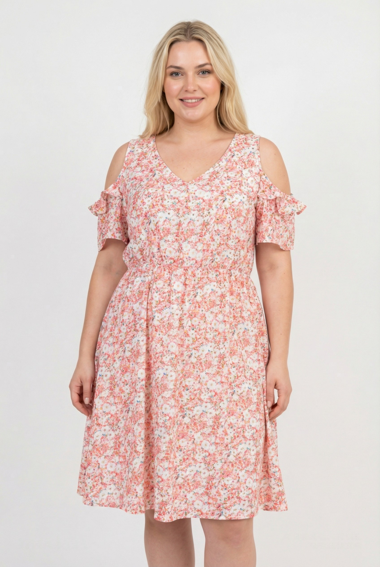 Grossiste Pomme Rouge Paris - Robe grande taille imprimé rouge (C6575)