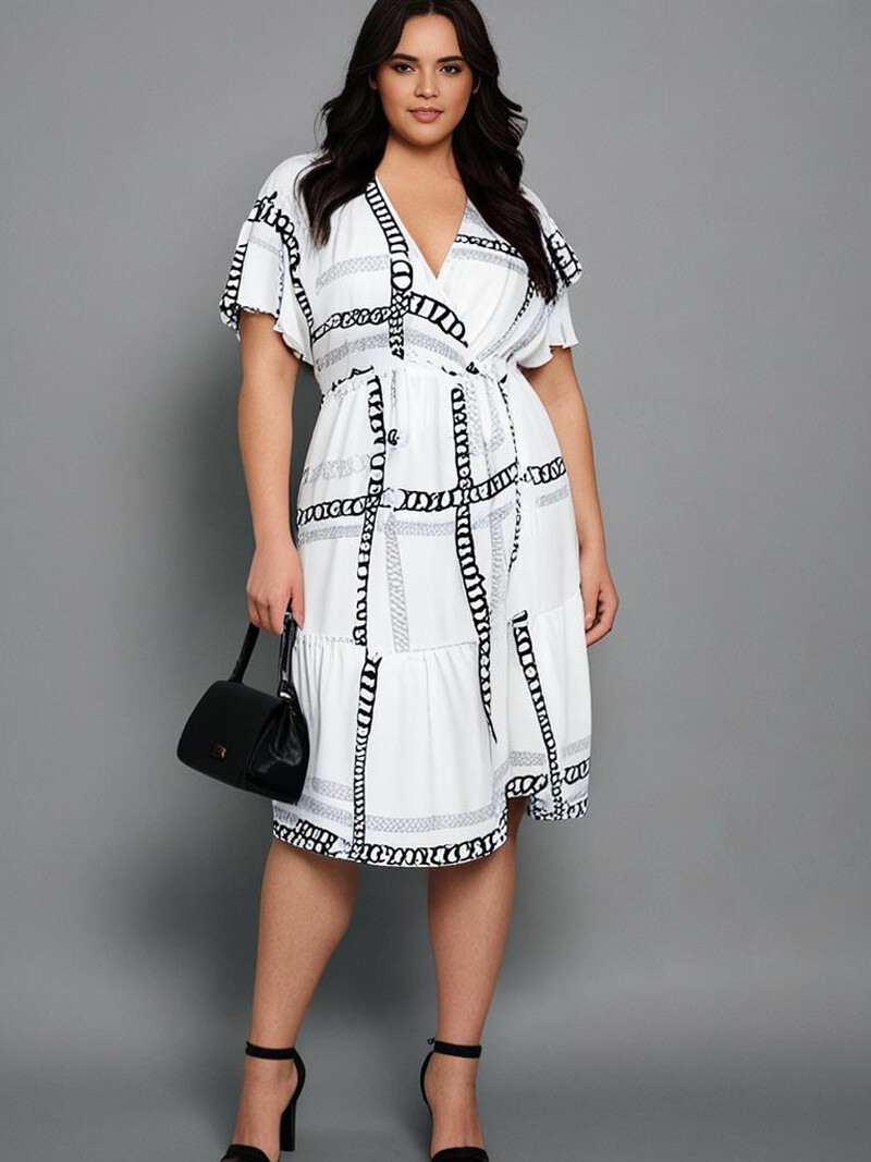 Grossiste Pomme Rouge Paris - Robe cache coeur imprimé chaine (C6552)