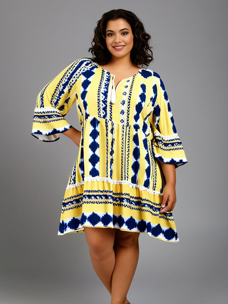 Grossiste Pomme Rouge Paris - Robe imprimée maya jaune (C6559)