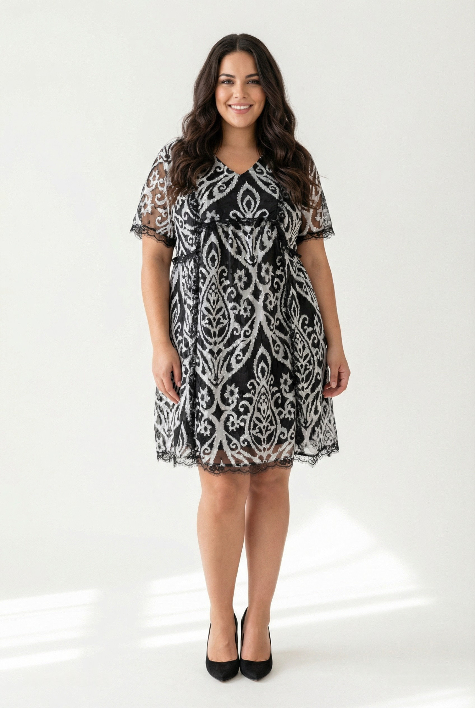 Grossiste Pomme Rouge Paris - Robe grande taille imprimé gris