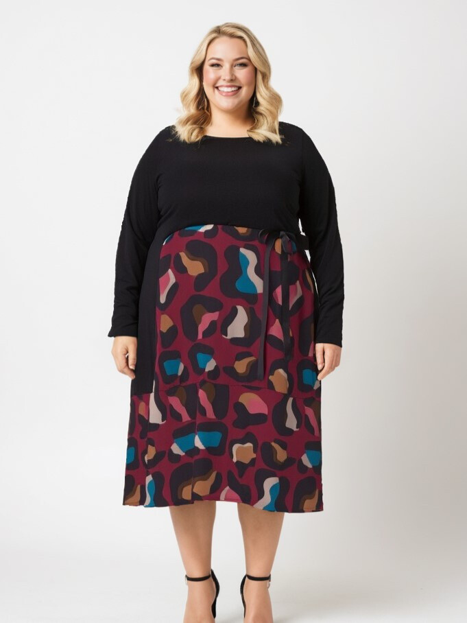 Großhändler Pomme Rouge Paris - Halbbedrucktes rosa Kleid (T8833)