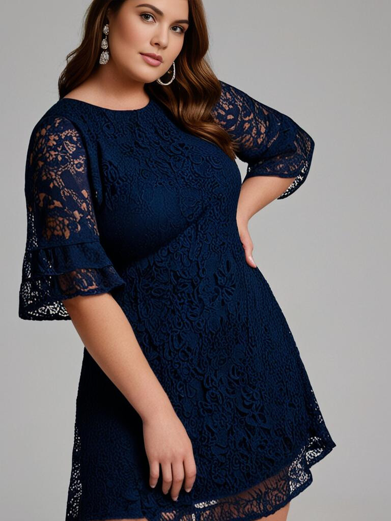 Großhändler Pomme Rouge Paris - Marineblaues Spitzenkleid (C6232)