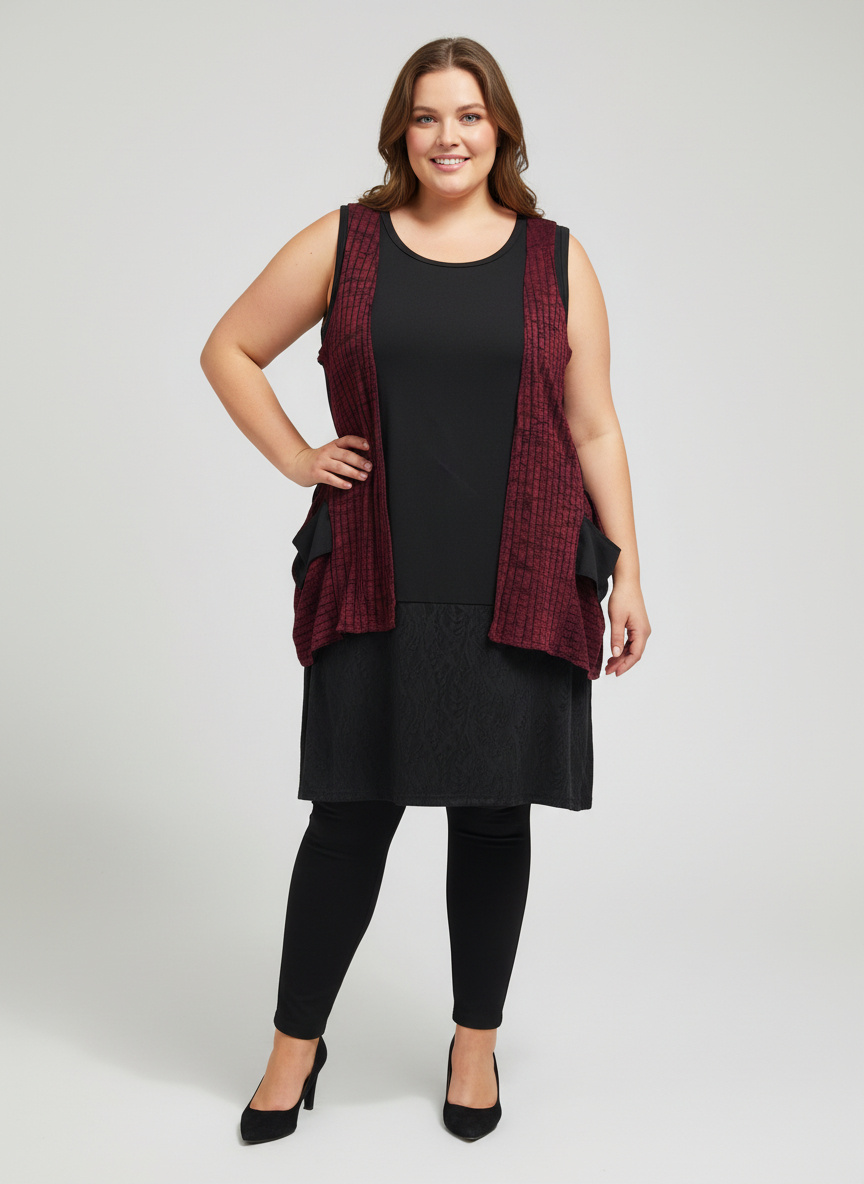 Großhändler Pomme Rouge Paris - Ärmelloses 2-in-1-Effektkleid (A819)