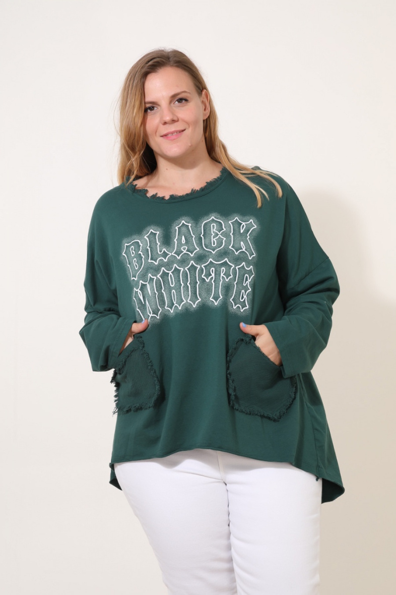 Grossista Pomme Rouge Paris - Maglietta verde con effetto strappato (T11721)