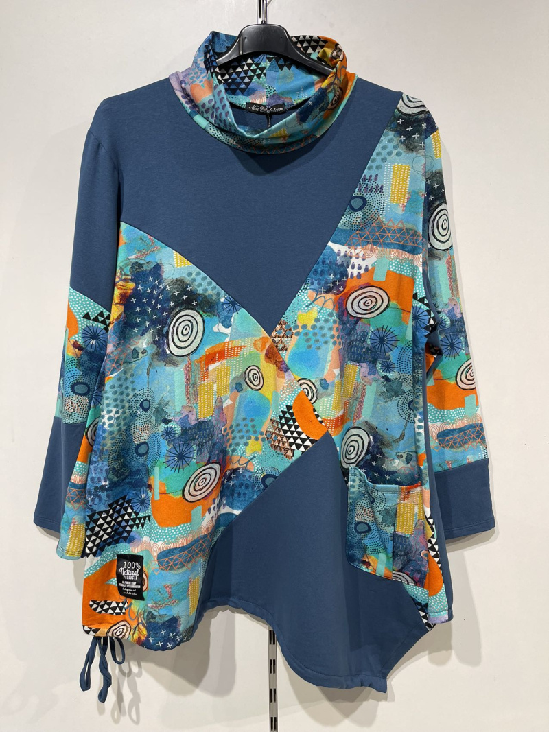 Grossista Pomme Rouge Paris - Maglietta a collo alto stampata blu (T91756)