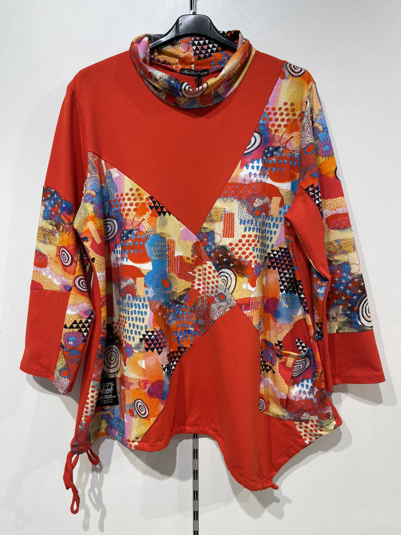 Grossista Pomme Rouge Paris - Maglietta a collo alto stampata rossa (T91756)