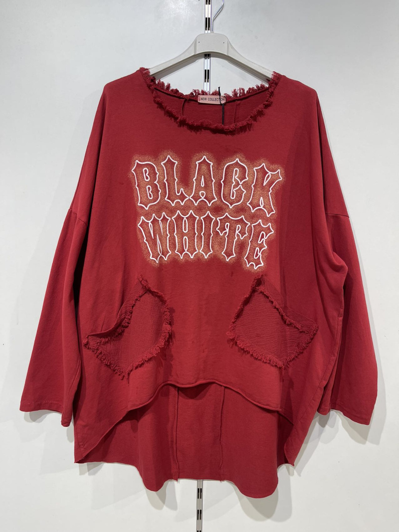 Wholesaler Pomme Rouge Paris - Red ripped effect tshirt (T11721)