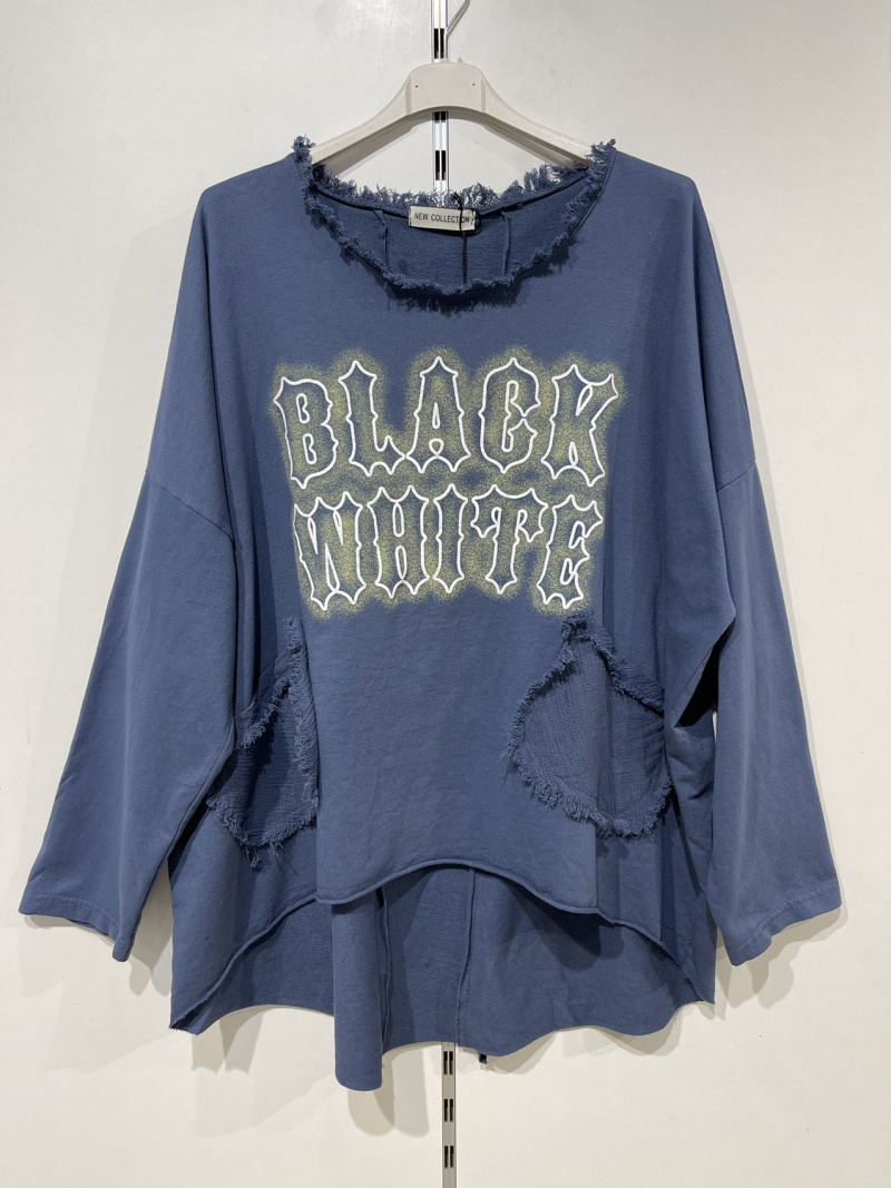Wholesaler Pomme Rouge Paris - Blue ripped effect tshirt (T11721)