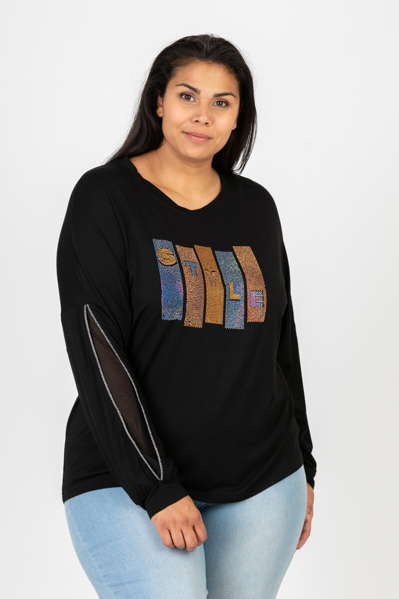 Grossiste Pomme Rouge Paris - Tshirt à strass et manches fendues (CA6603)