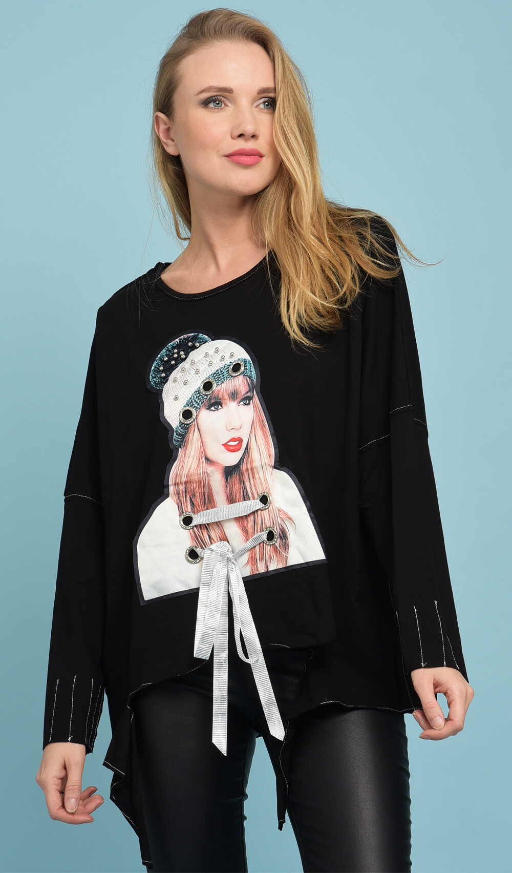 Grossiste Pomme Rouge Paris - T-shirt surpiqué avec motif (A932)