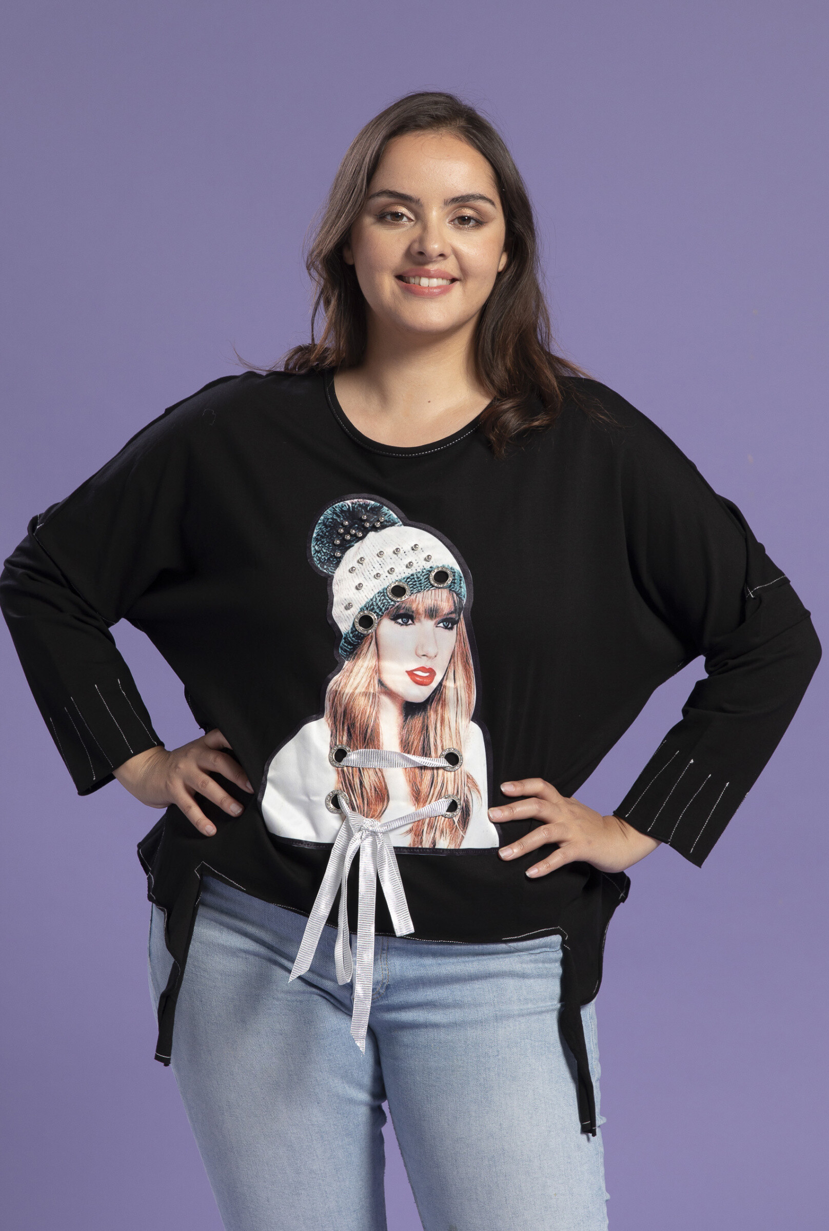 Grossiste Pomme Rouge Paris - T-shirt surpiqué avec motif (A932)
