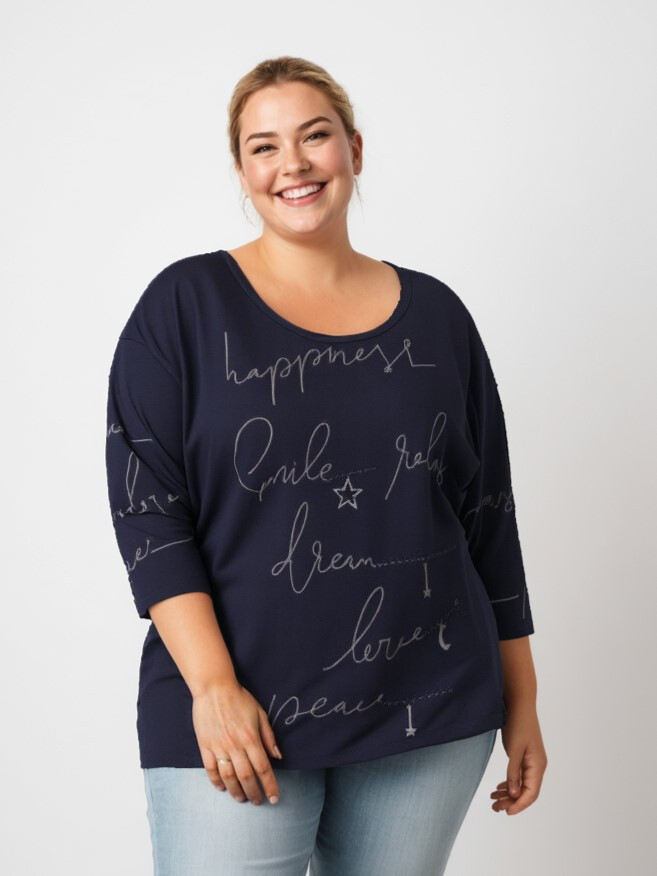Großhändler Pomme Rouge Paris - Bedrucktes T-Shirt mit Anhänger (CA6601)