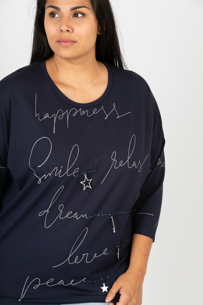 Grossiste Pomme Rouge Paris - Tshirt imprimé avec pendentif (CA6601)