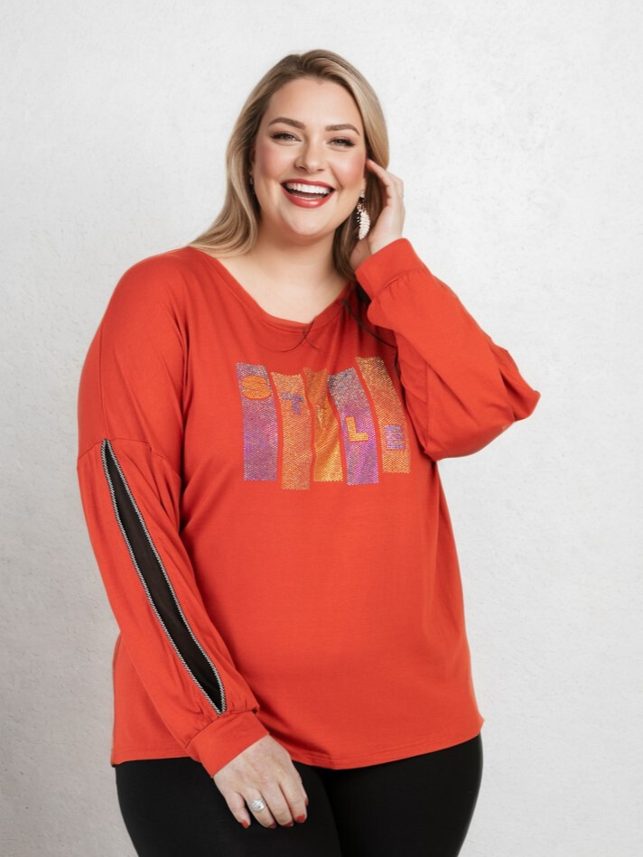 Grossiste Pomme Rouge Paris - Tshirt à strass et manches fendues (CA6603)