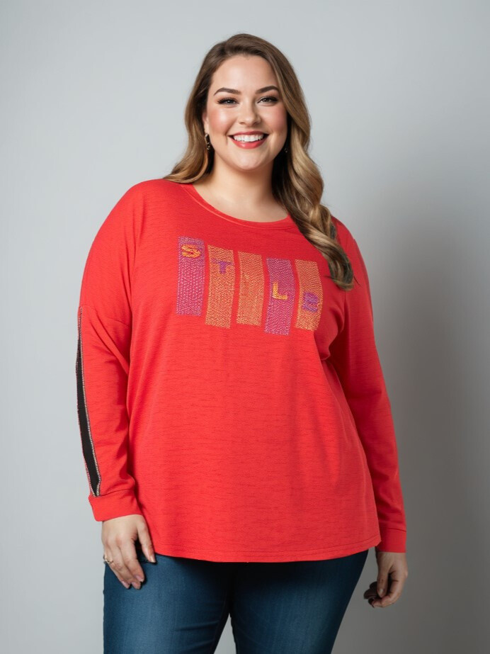 Großhändler Pomme Rouge Paris - T-Shirt mit Strass und geschlitzten Ärmeln (CA6603)