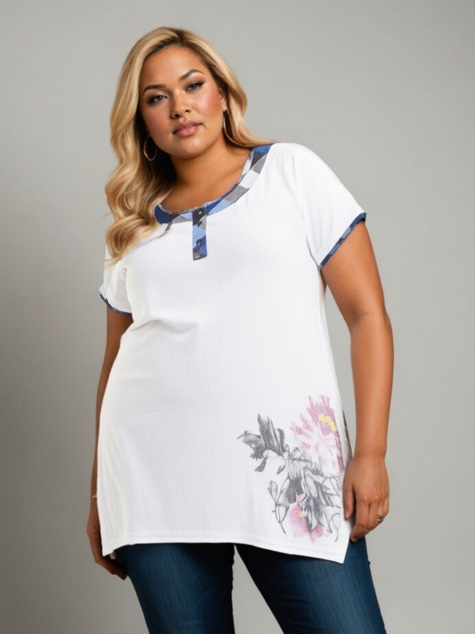 Wholesaler Pomme Rouge Paris - Plus size checkered t-shirt (A598)