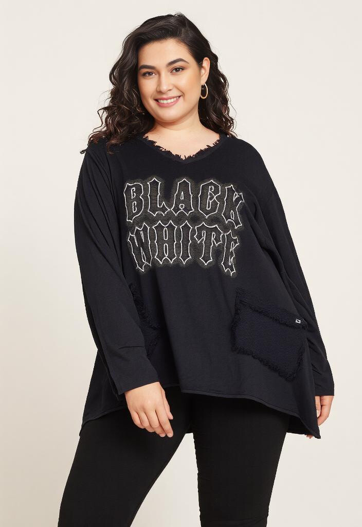 Grossista Pomme Rouge Paris - Tshirt a effetto strappato nero (T11721)