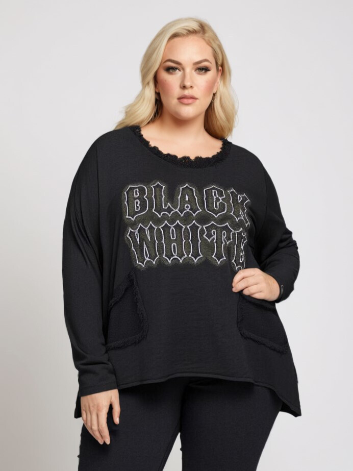 Grossiste Pomme Rouge Paris - Tshirt effet déchiré noir (T11721)