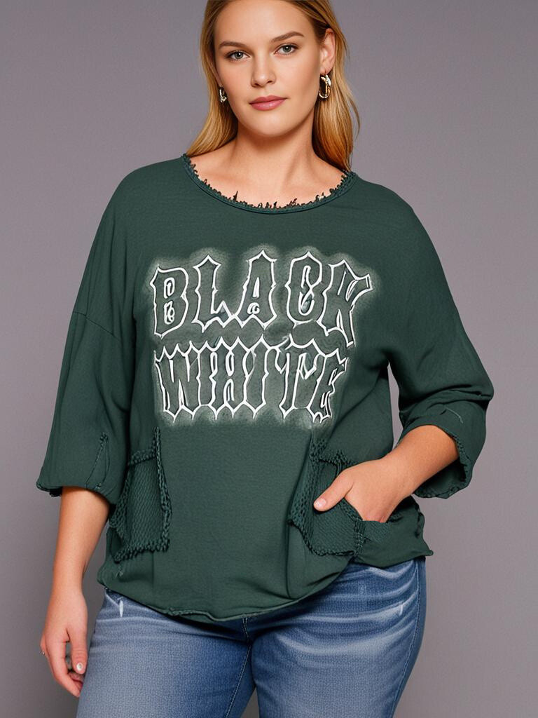 Grossista Pomme Rouge Paris - Tshirt di effetto strappato verde (T11721)