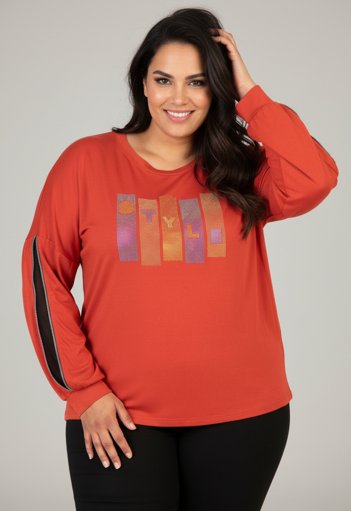 Grossiste Pomme Rouge Paris - Tshirt à strass et manches fendues (CA6603)