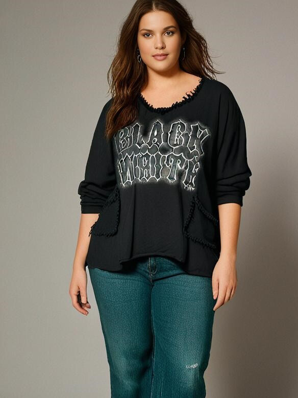 Grossista Pomme Rouge Paris - Tshirt a effetto strappato nero (T11721)