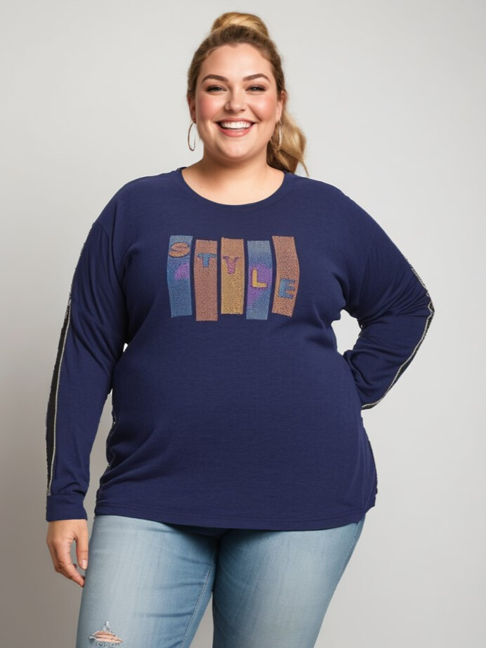Großhändler Pomme Rouge Paris - T-Shirt mit Strass und geschlitzten Ärmeln (CA6603)