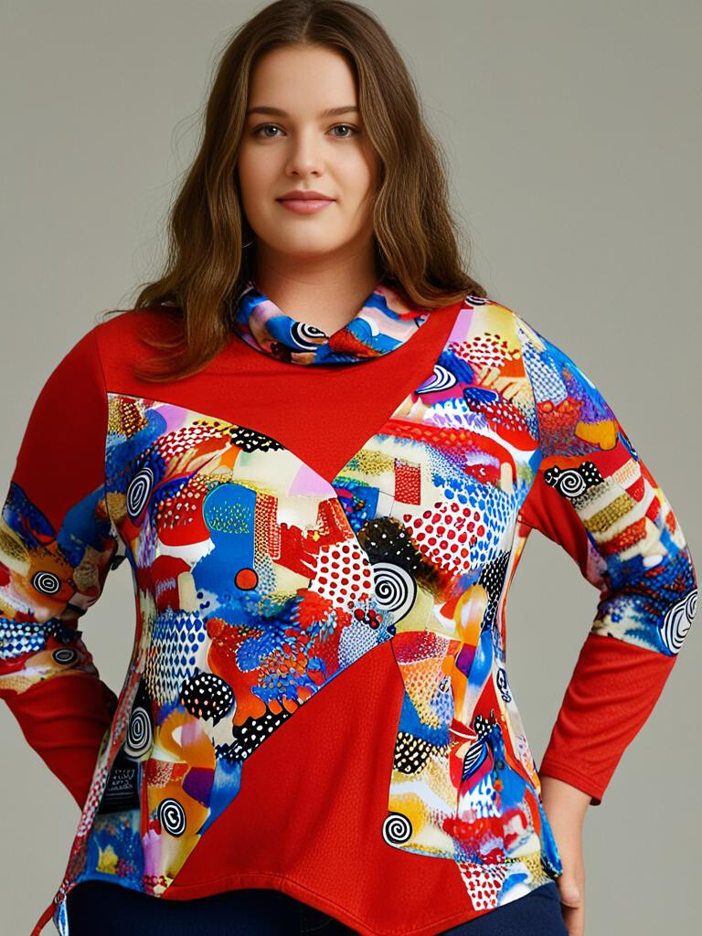 Grossista Pomme Rouge Paris - Tshirt a dolcevita con stampa rossa (T91756)