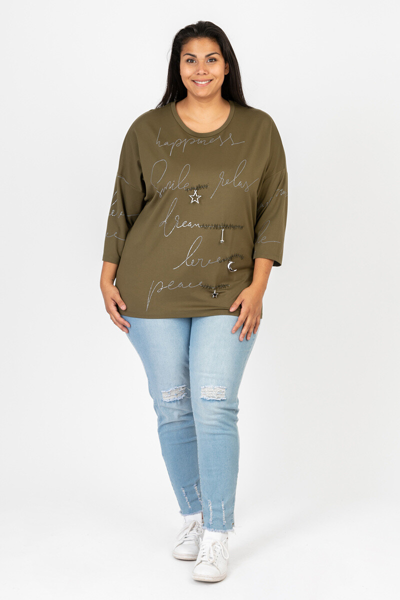Grossiste Pomme Rouge Paris - Tshirt imprimé avec pendentif (CA6601)