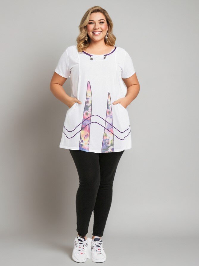 Wholesaler Pomme Rouge Paris - Plus size semi-printed tunic (A600)