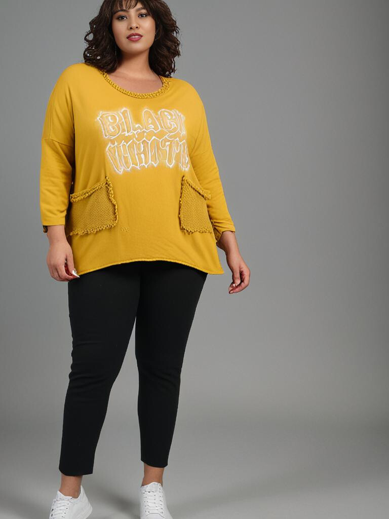 Grossista Pomme Rouge Paris - Tshirt di effetto strappato giallo (T11721)