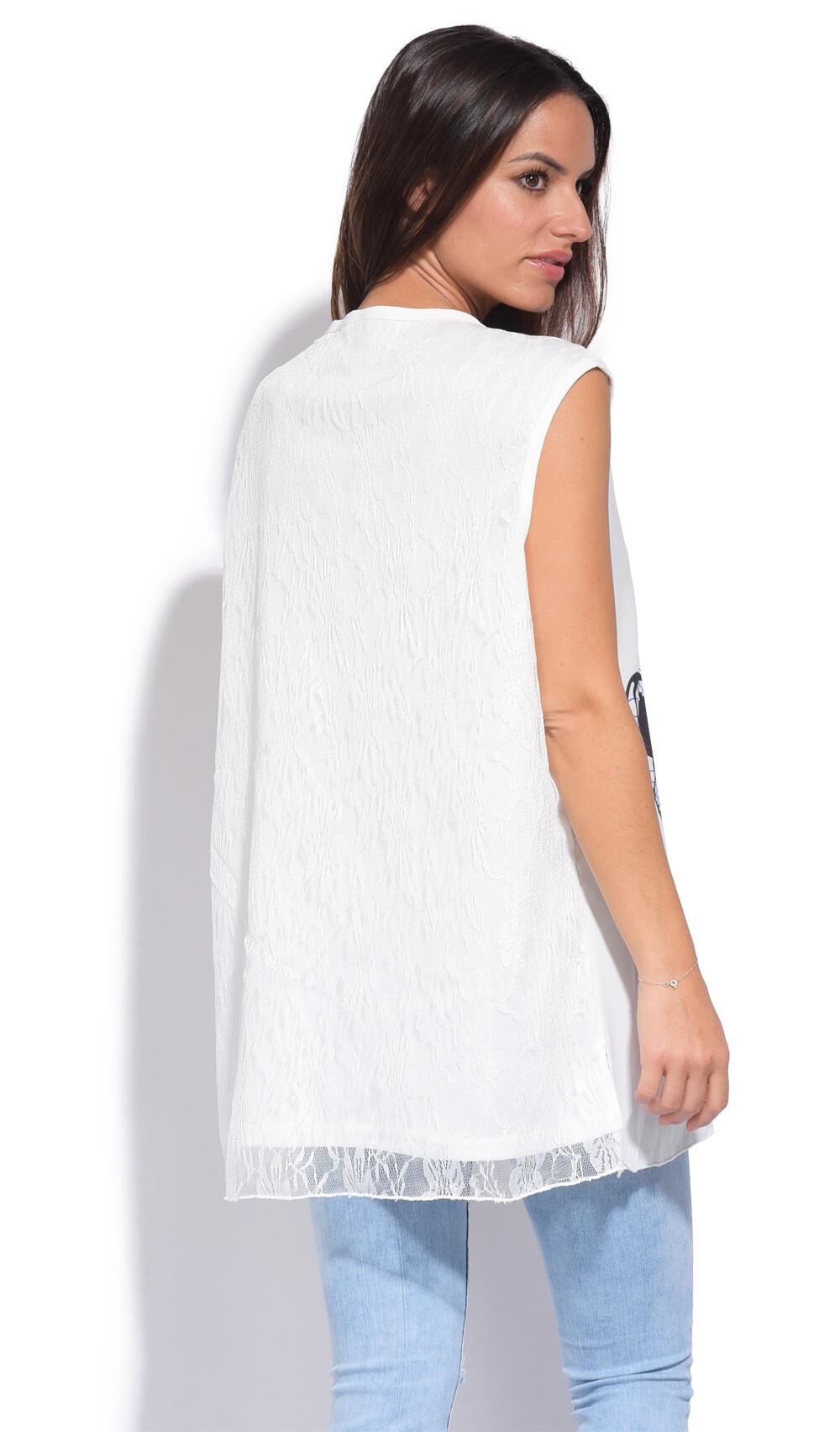 Grossista Pomme Rouge Paris - Top con pattern e pizzo sul retro (A880)