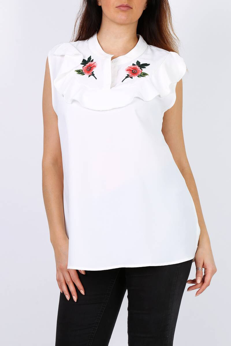 Mayorista Pomme Rouge Paris - Top sin manga con bordado (A965)