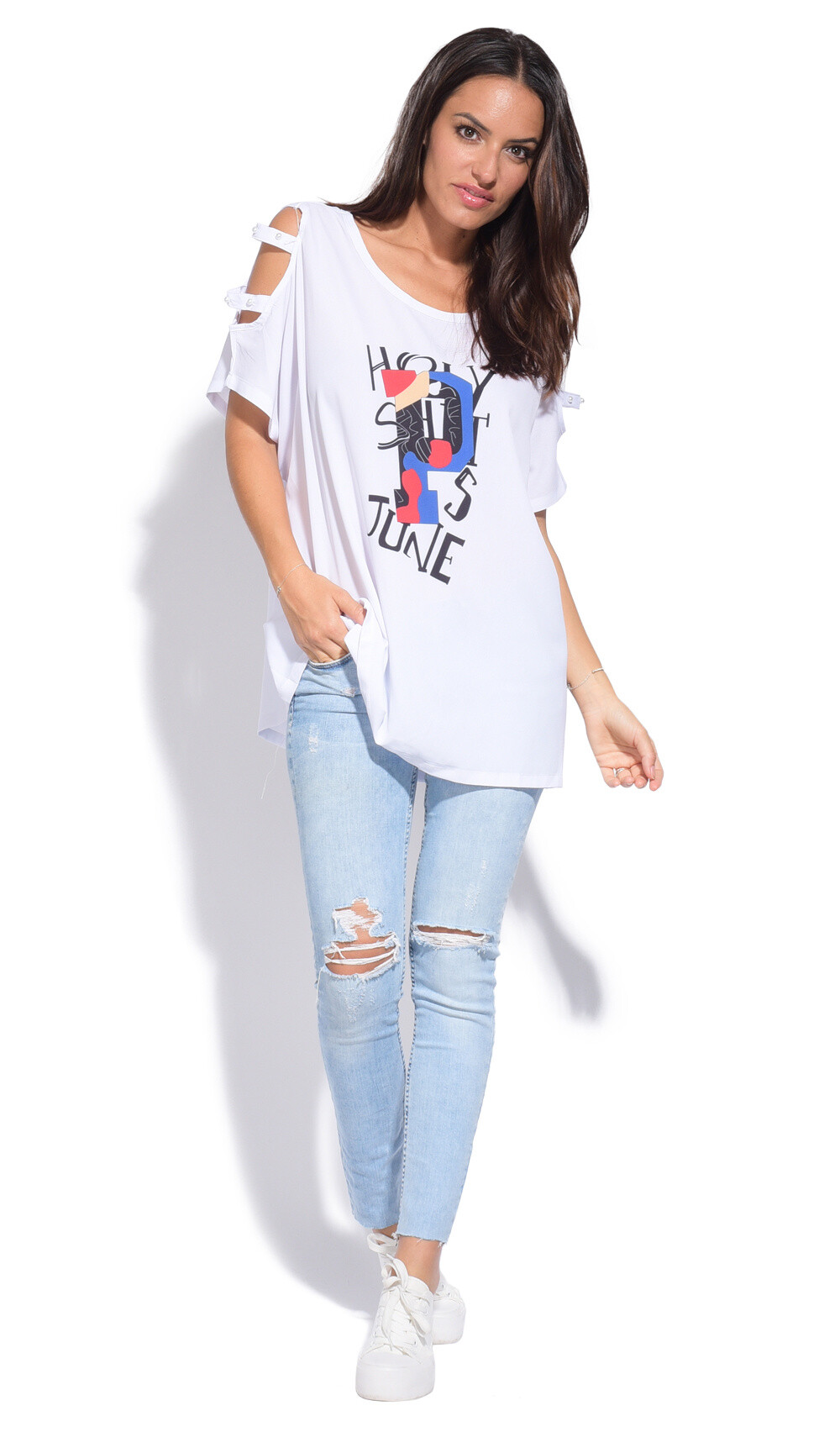 Mayorista Pomme Rouge Paris - Camiseta con patrones y perlas (A892)
