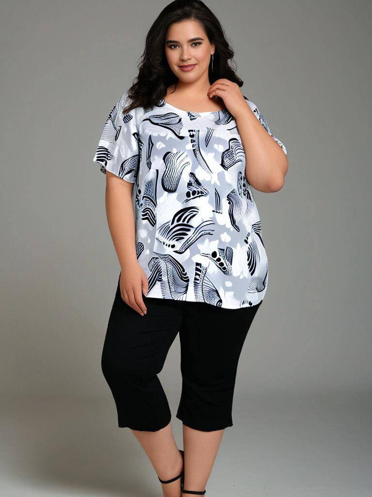 Wholesaler Pomme Rouge Paris - Top large white printed size (C6597)