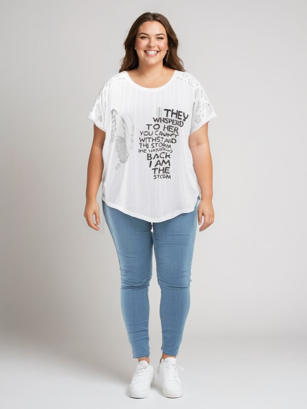 Großhändler Pomme Rouge Paris - Weißes Oversized T-Shirt (C8010)