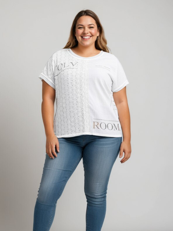 Großhändler Pomme Rouge Paris - Weißes Oversize-T-Shirt (C8013)