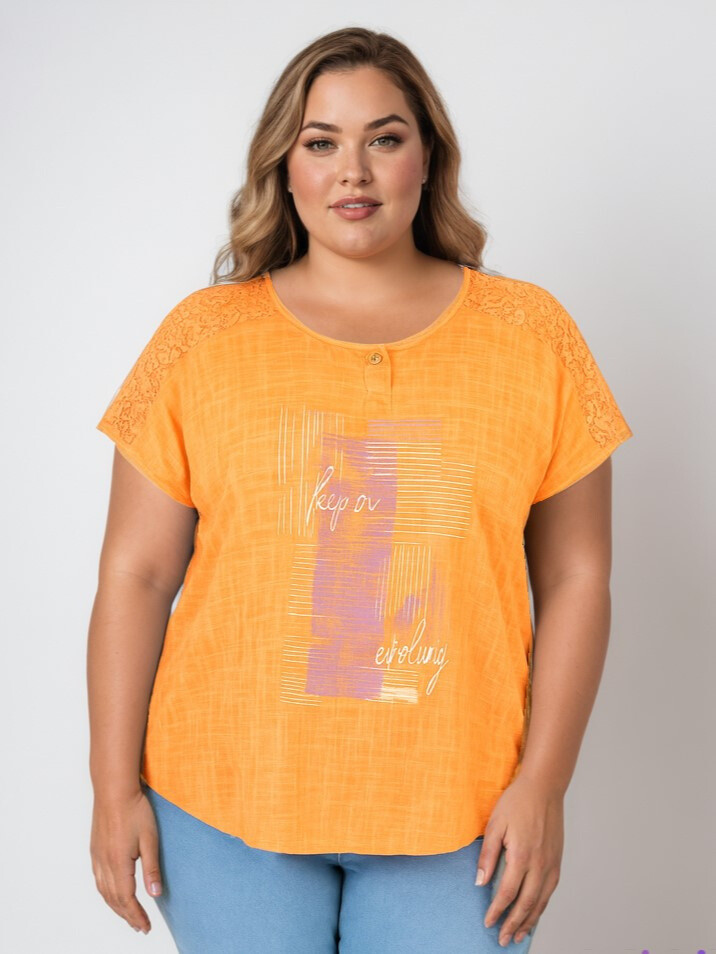 Mayorista Pomme Rouge Paris - Camiseta grande y naranja (C8011)