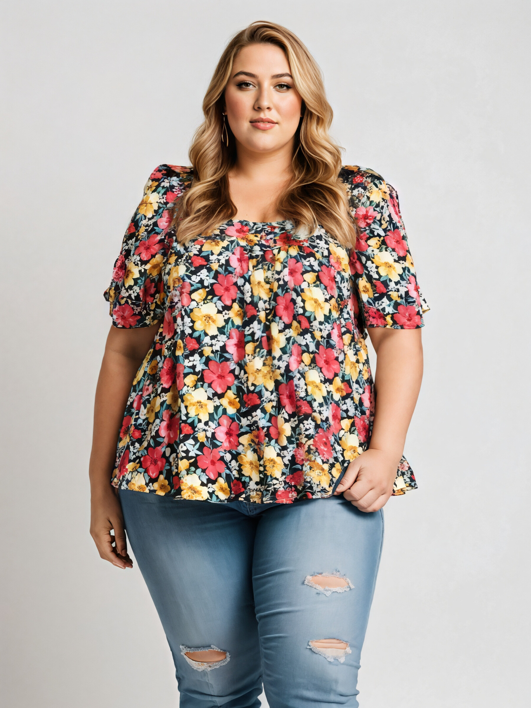 Grossiste Pomme Rouge Paris - Top imprimé fleuri noir (C6565)
