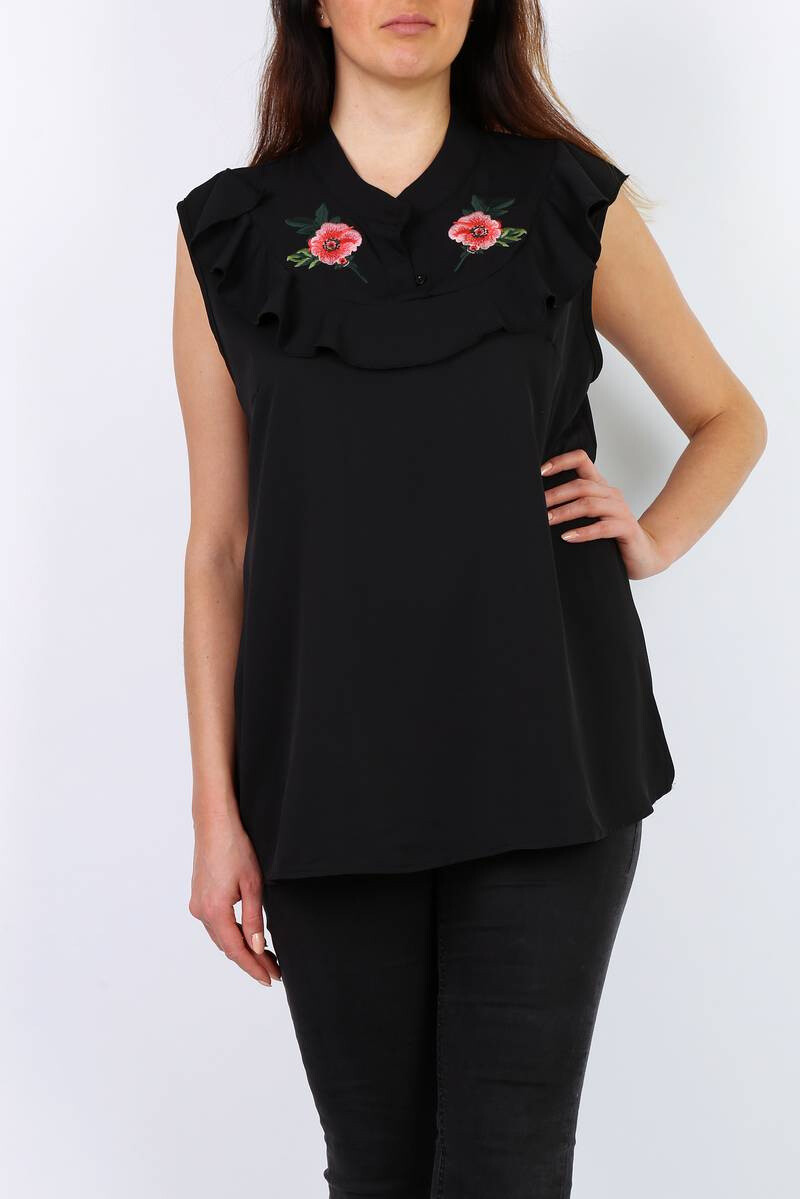 Mayorista Pomme Rouge Paris - Top sin manga con bordado (A965)