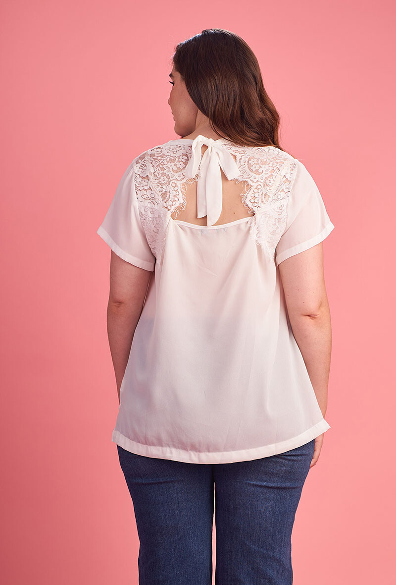 Grossiste Pomme Rouge Paris - Top avec dentelle blanc (A837)