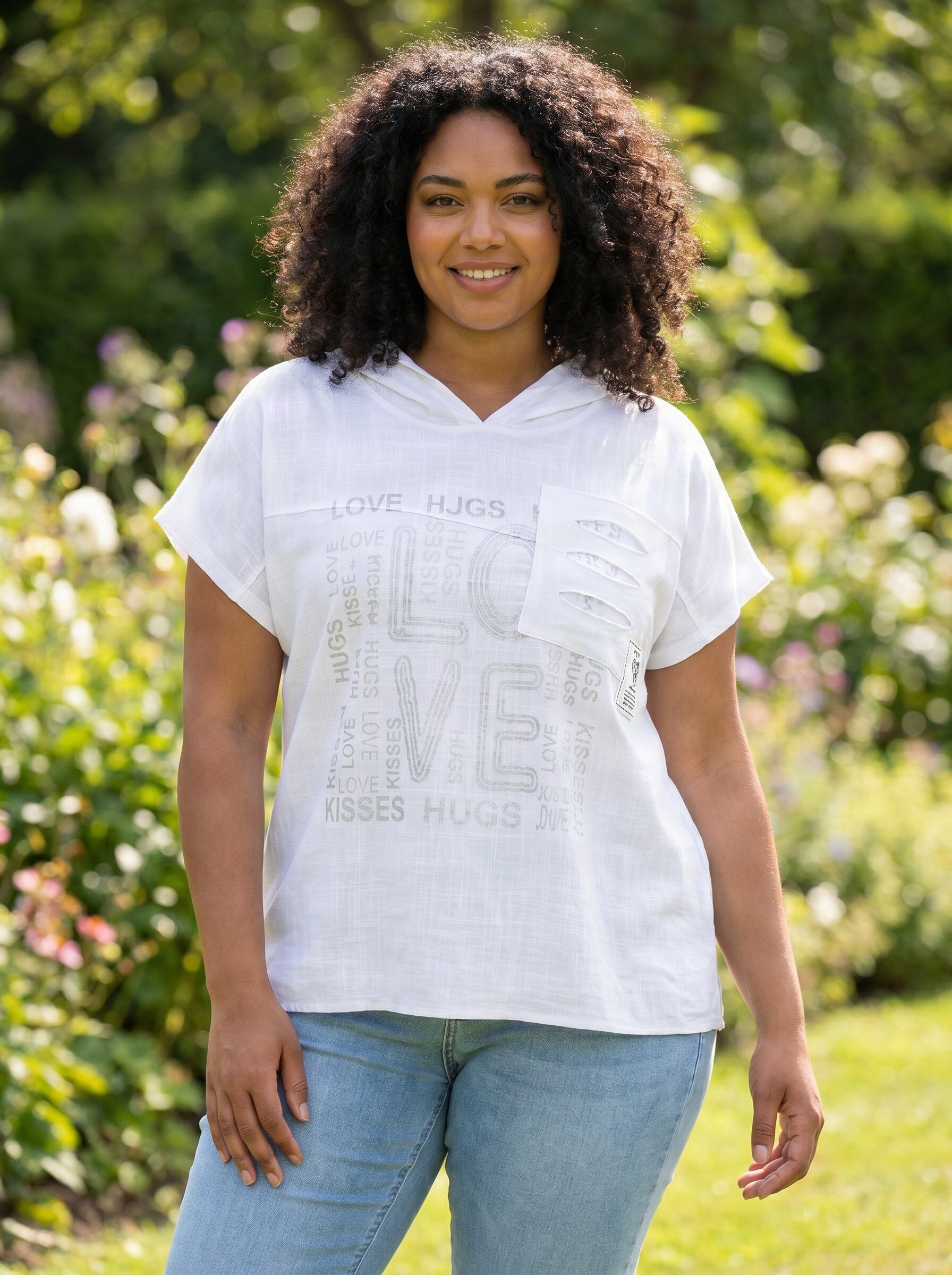 Grossiste Pomme Rouge Paris - T-shirt grande taille blanc (C8012)