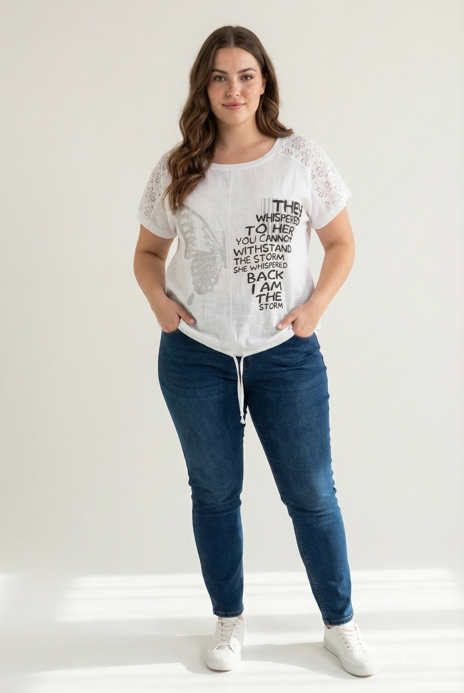 Grossiste Pomme Rouge Paris - T-shirt grande taille blanc (PC8010)