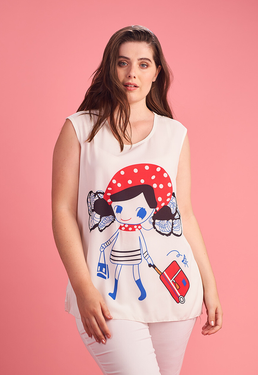 Grossiste Pomme Rouge Paris - Top avec motif et dentelle au dos (A880)