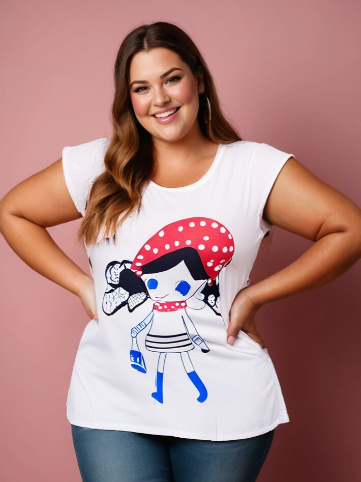 Grossiste Pomme Rouge Paris - Top avec motif et dentelle au dos (A880)